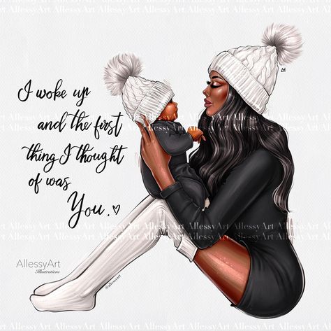 A mother holding her child, wearing winter hats, with a heartfelt message.